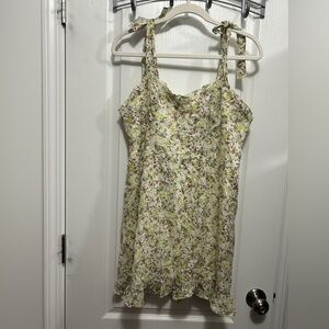 Wild fable women’s L Mini floral dress tie sleevelesse‎ ruffle cottagecore fairy